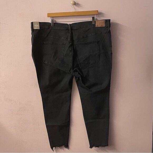 Madewell Black Wash Raw Hem Button-Fly 9” High-Rise Skinny Jeans Size 37P NWT - Picture 10 of 14